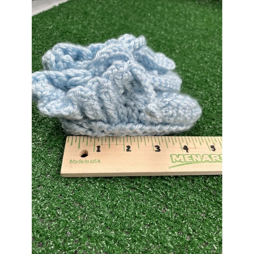 Vintage Hand Made Baby Toddler Booties Crochet Purple Baby Blue